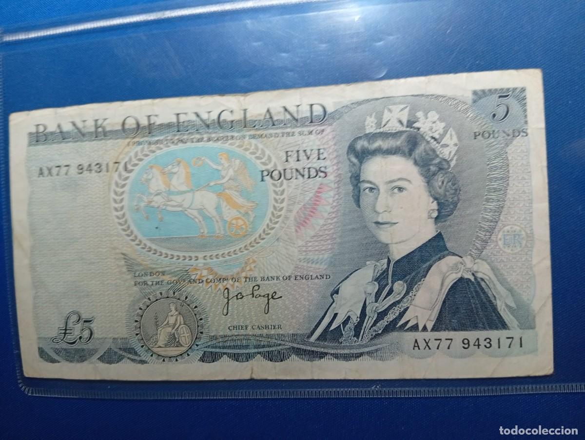 Billetes extranjeros: Billete de 5 Libras Inglaterra