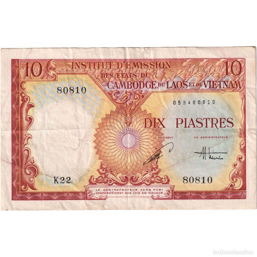 Billetes extranjeros: [#377818] Indochina Francesa, 10 Piastres, Undated (1953), MBC