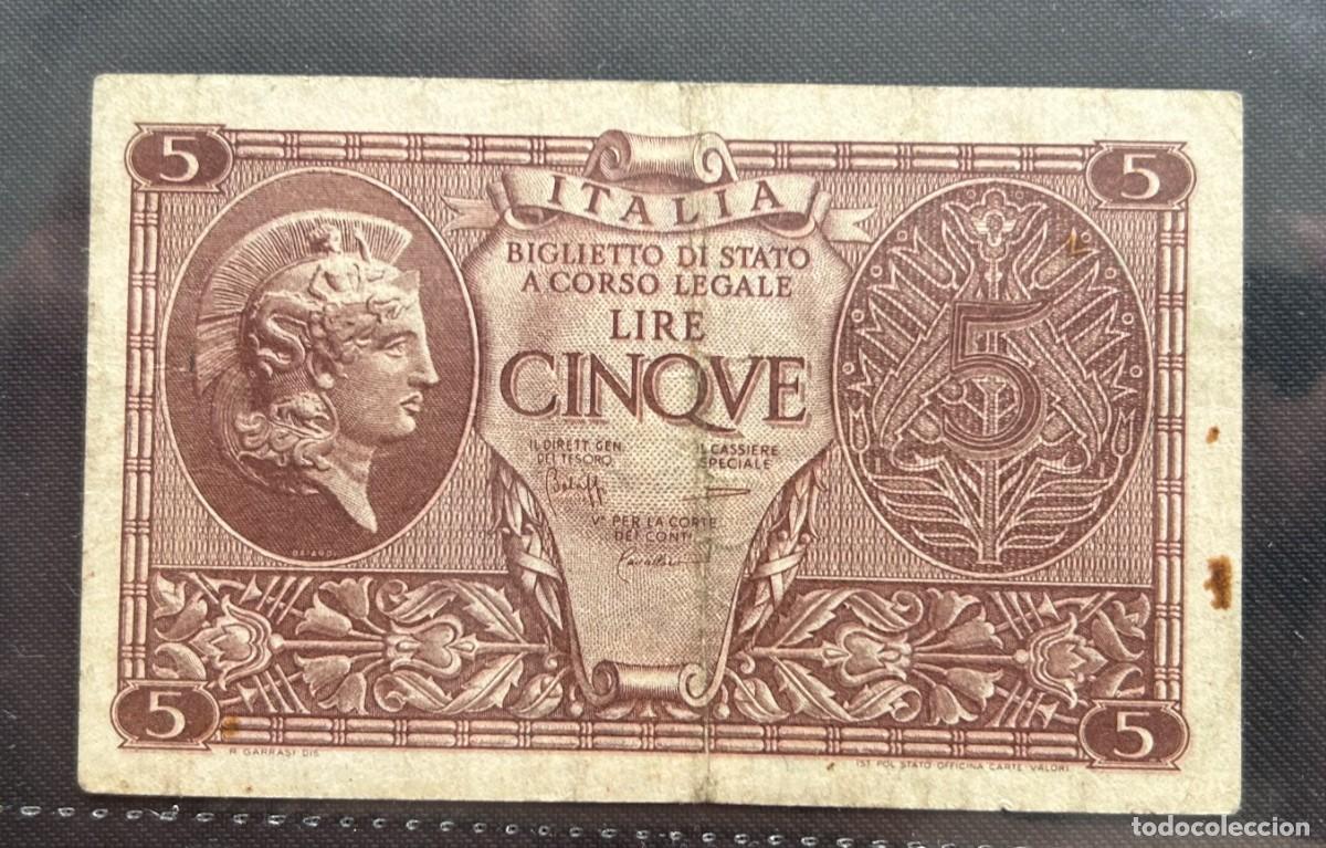 Billetes extranjeros: 5 LIRAS 1944 ITALIA. P#31C