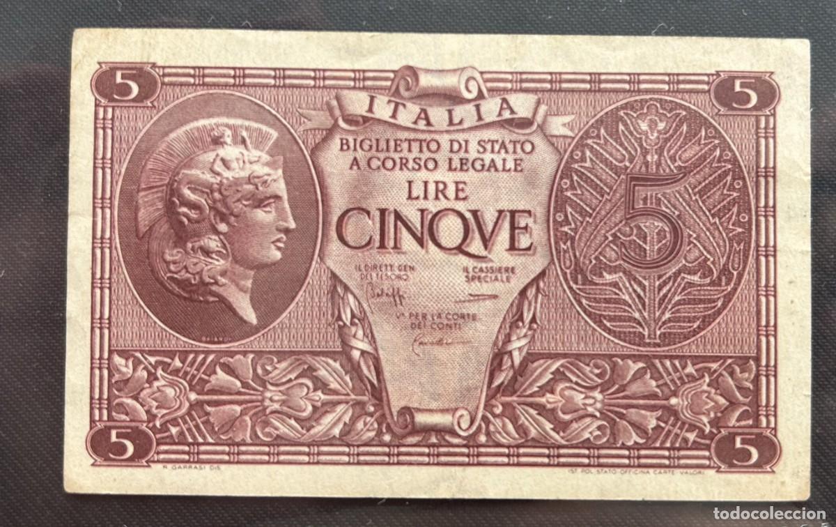 Billetes extranjeros: 5 LIRAS 1944 ITALIA. P#31C