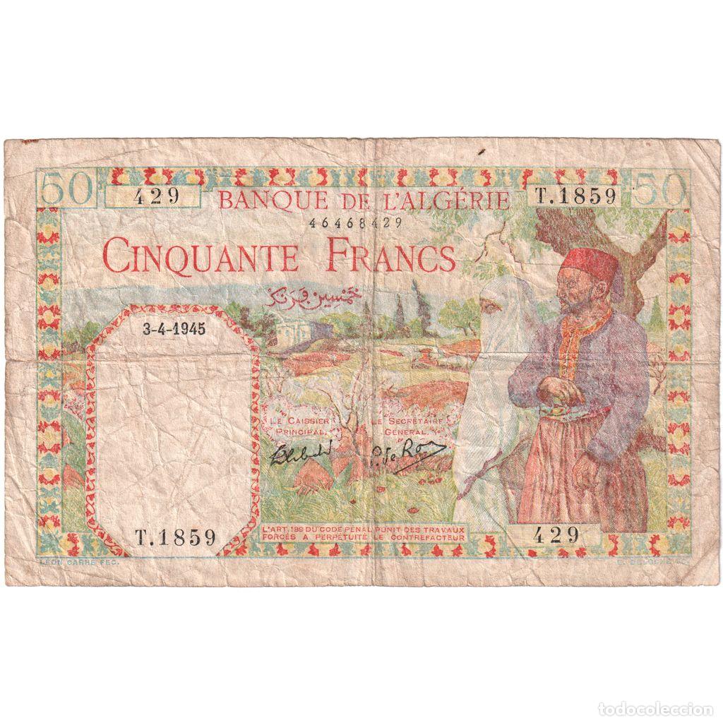 Billetes extranjeros: [#377832] Algeria, 50 Francs, 1945-04-03, BC