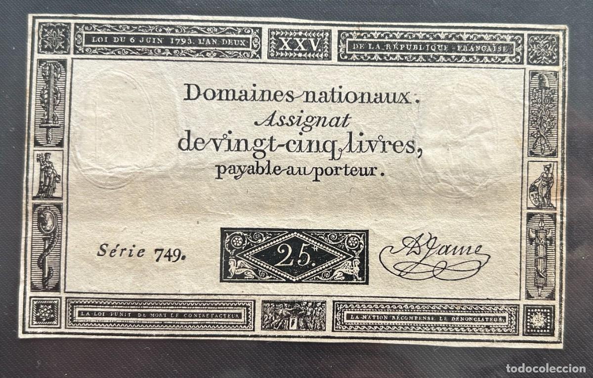Billetes extranjeros: 25 LIVRES 06.06.1793 FRANCIA. P#A71. FIRMA JAME, SERIE 749