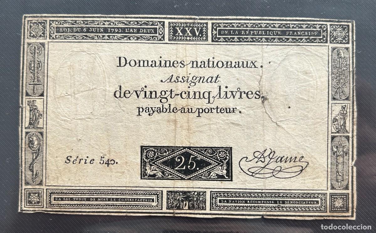 Billetes extranjeros: 25 LIVRES 06.06.1793 FRANCIA. P#A71. FIRMA JAME, SERIE 540