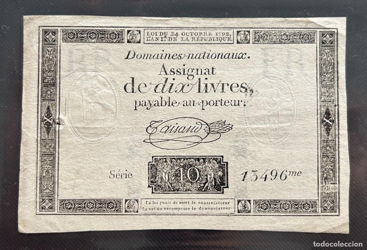 Billetes extranjeros: 10 LIVRES 24.10.1792 FRANCIA. P#A66B. FIRMA TAISAUD