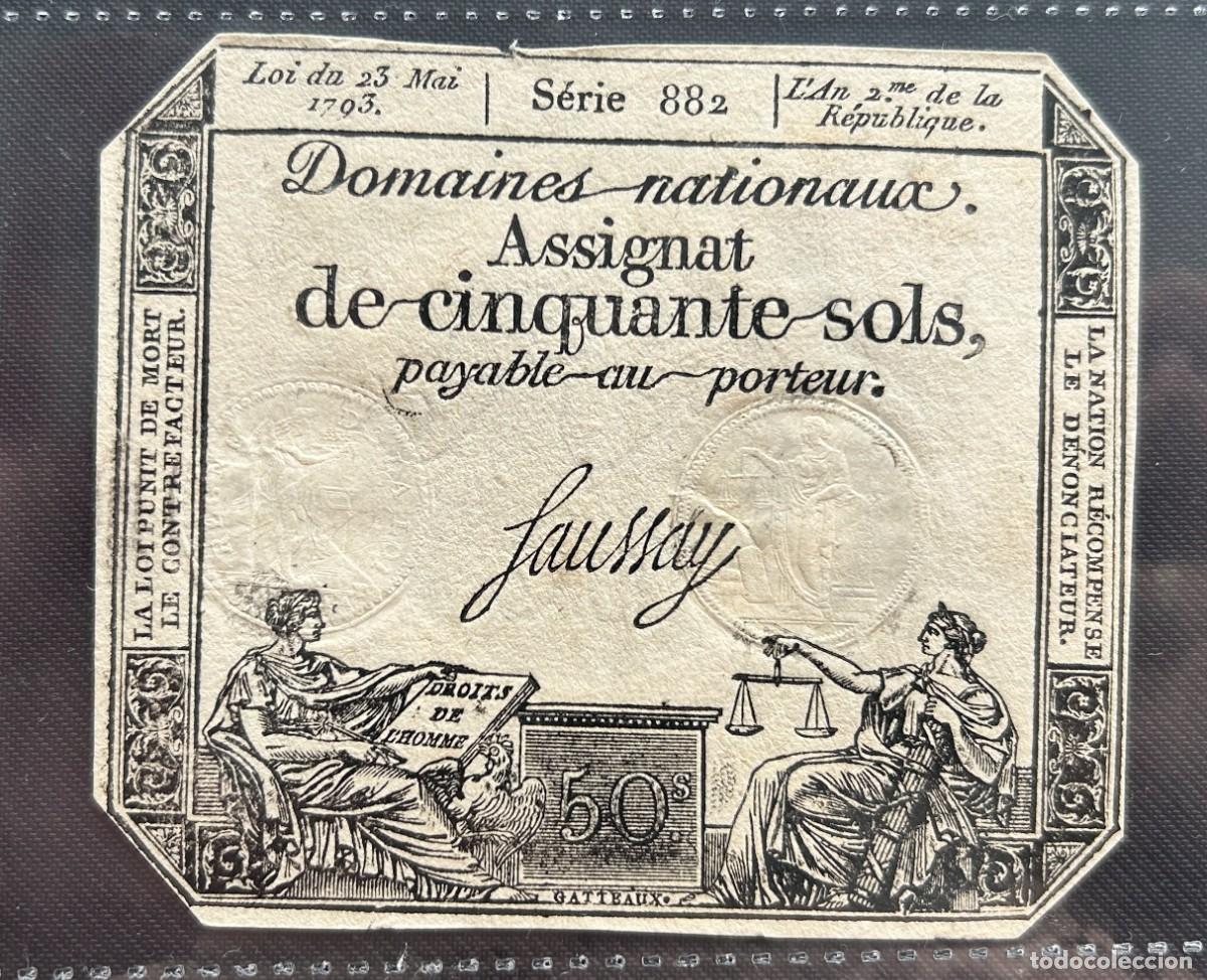 Billetes extranjeros: 50 SOLS 23.05.1793 FRANCIA. P#A70B. FIRMA FAUSSAY