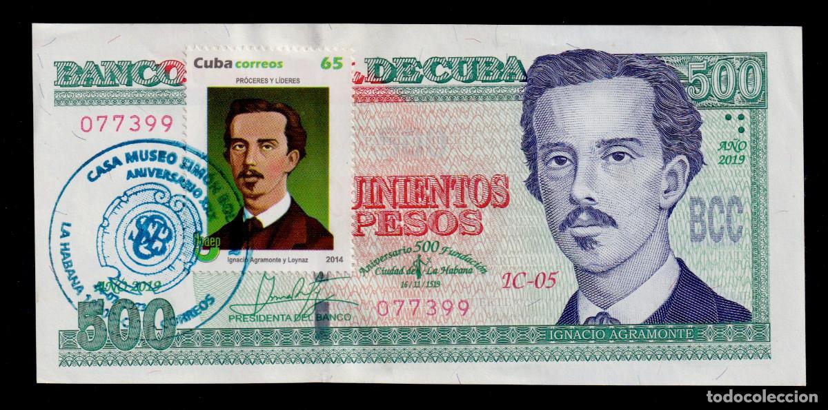 Billetes extranjeros: CUBA 500 PESOS 2019 AUNC/EBC+ CONMEMORATIVO CANCELADO CON SELLO, Y CON ERROR DE IMPRESI&Oacute;N.