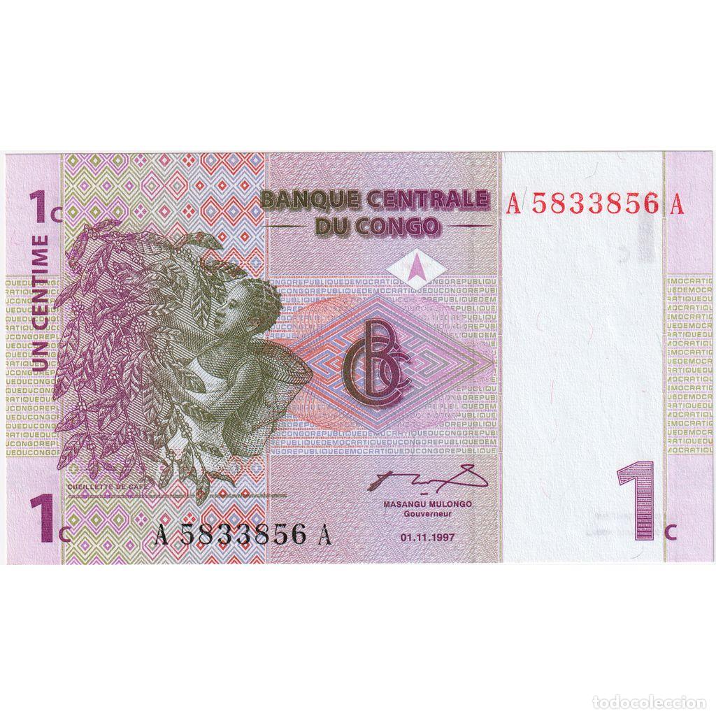 Billetes extranjeros: [#1234681] Billete, 1 Centime, Rep&uacute;blica Democr&aacute;tica de Congo, 1997-11-01, KM:80a, UNC