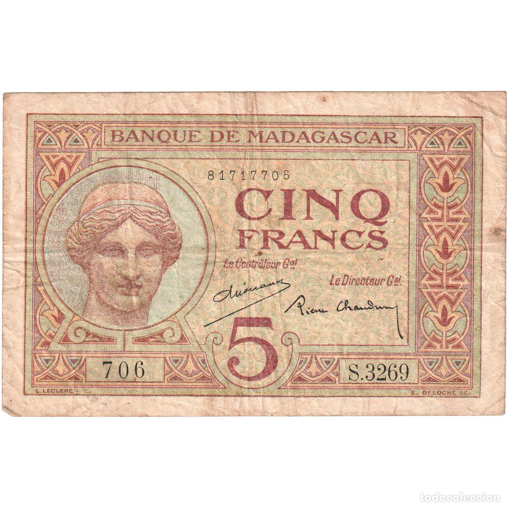 Billetes extranjeros: [#377853] Madagascar, 5 Francs, ND(1937-1947), BC
