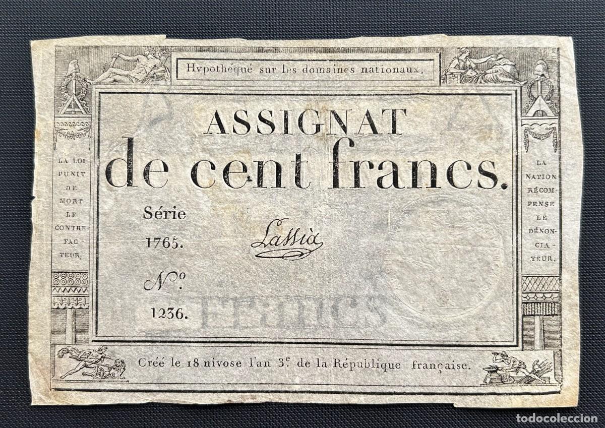 Banconote internazionali: 100 FRANCOS 07.01.1795 FRANCIA. P#A78. FIRMA LASSIA