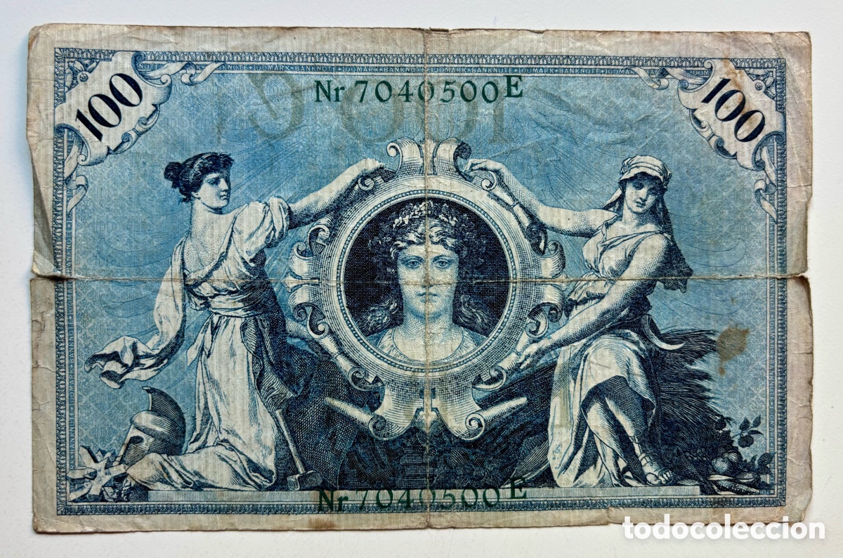 Billetes extranjeros: Billete ALEMANIA 100 Marcos 1908. Mark . Numeros Verdes