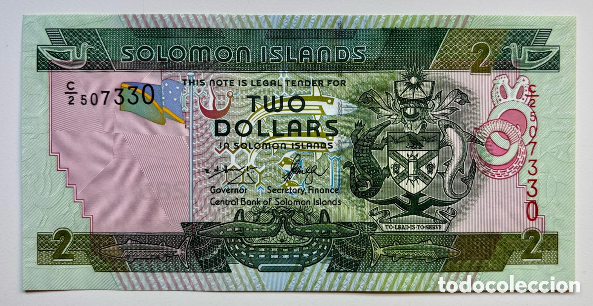 Billetes extranjeros: Billete ISLAS SALOMON 2 Dolares (2004-2011) SC. Solomon Dollars