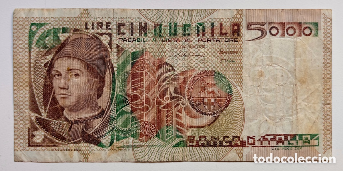 Billetes extranjeros: Billete ITALIA 5000 Liras 1979 . Lire