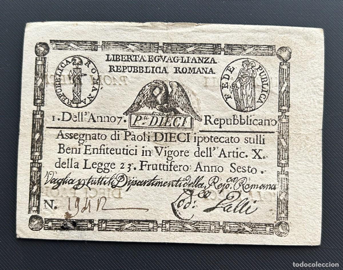 Billetes extranjeros: 10 PAOLI 1798 REPUBLICA ROMANA. P#S540B