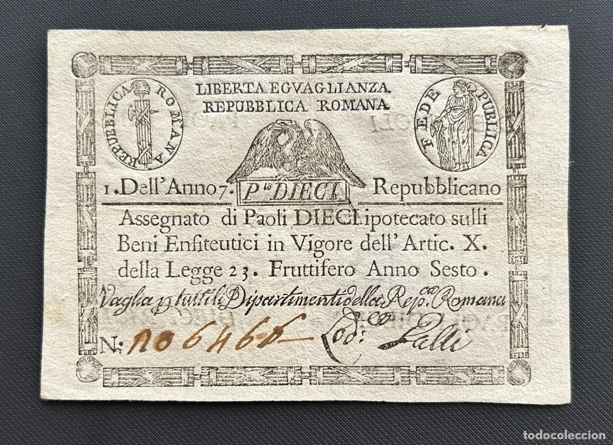 Billetes extranjeros: 10 PAOLI 1798 REPUBLICA ROMANA. P#S540A