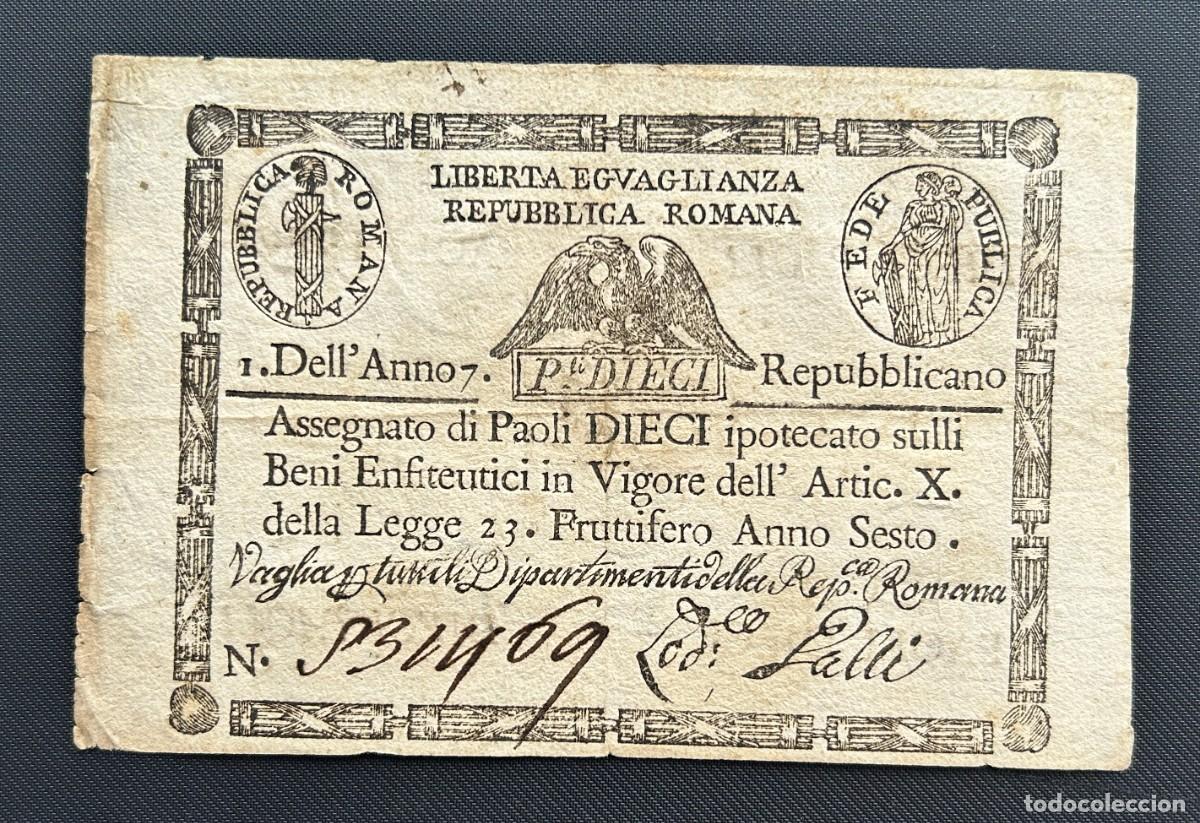 Billetes extranjeros: 10 PAOLI 1798 REPUBLICA ROMANA. P#S540C