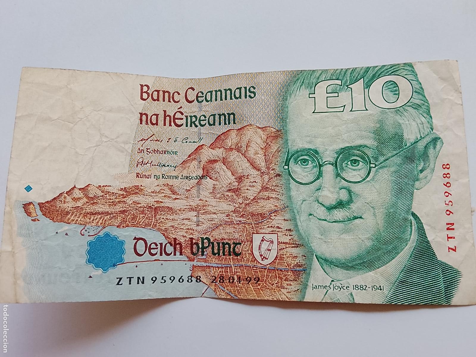 Billetes extranjeros: Irlanda. 10 libras irlandesas de 1999