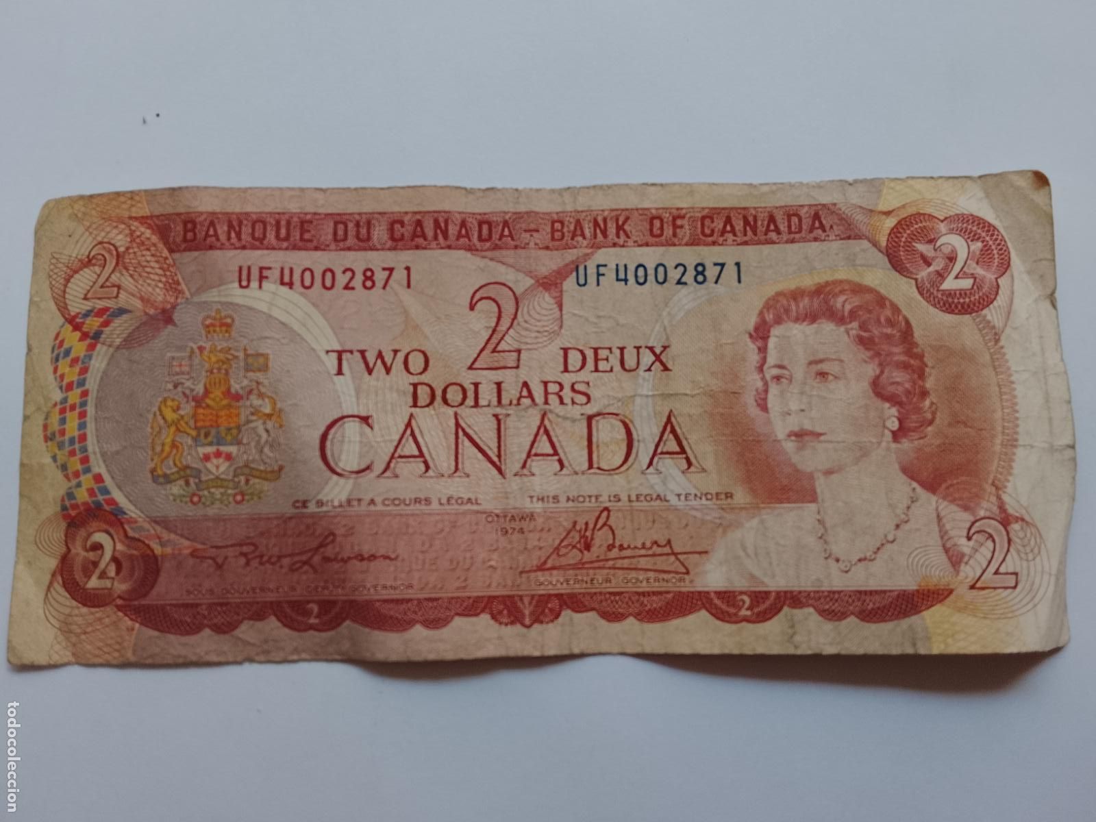 Billetes extranjeros: CANADA,2 DOLLARS,1974