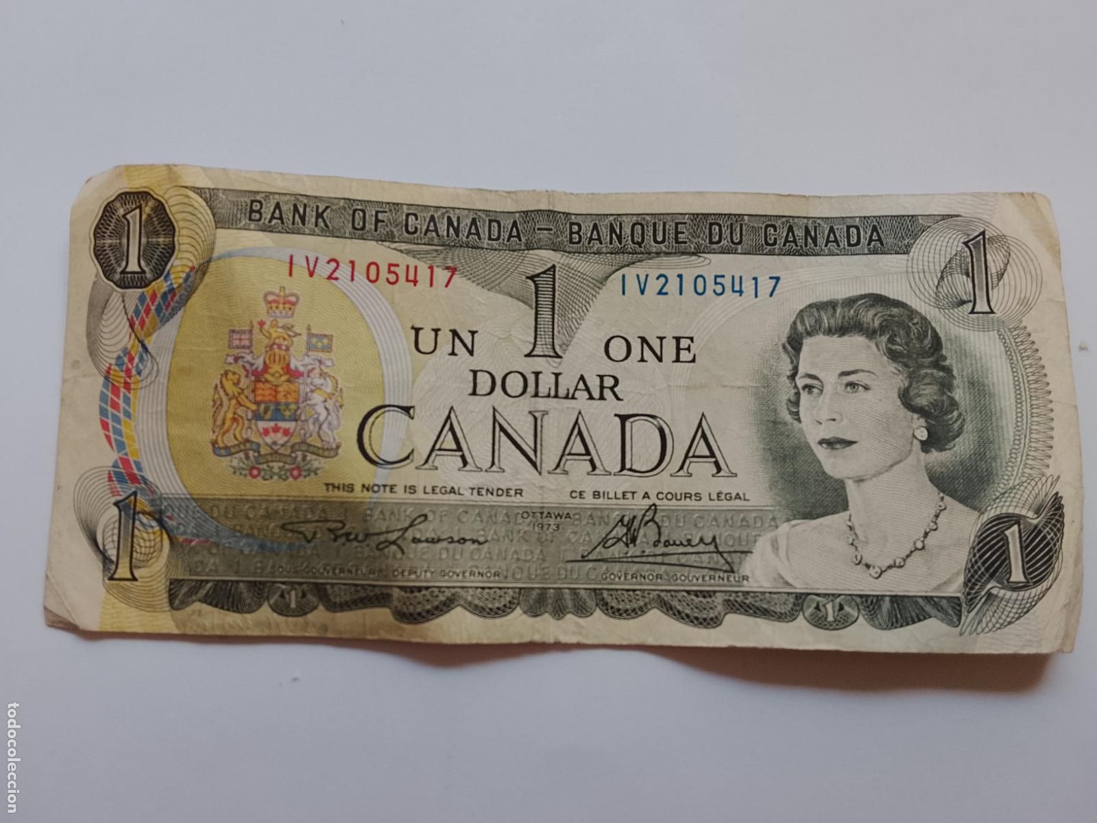 Billetes extranjeros: CANADA,1 DOLLAR,1973