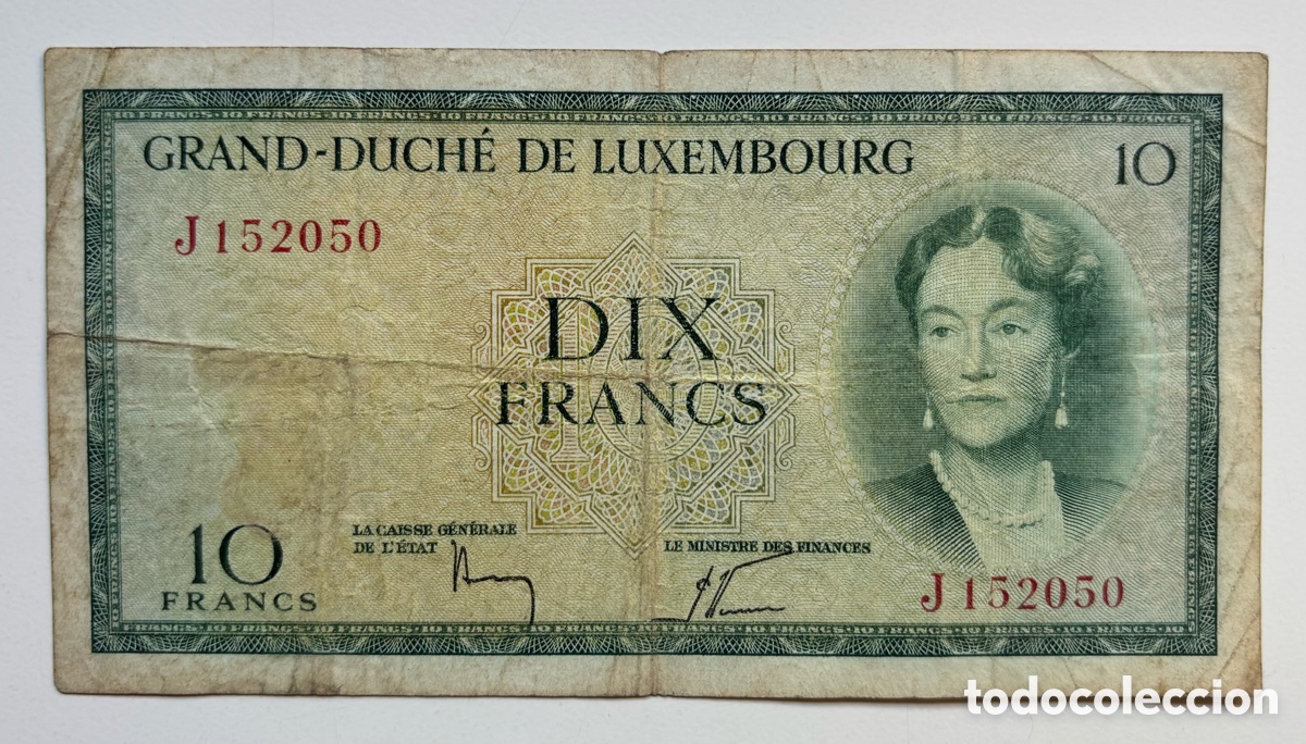 Billetes extranjeros: Billete LUXEMBURGO 10 Francos (1954) . Francs