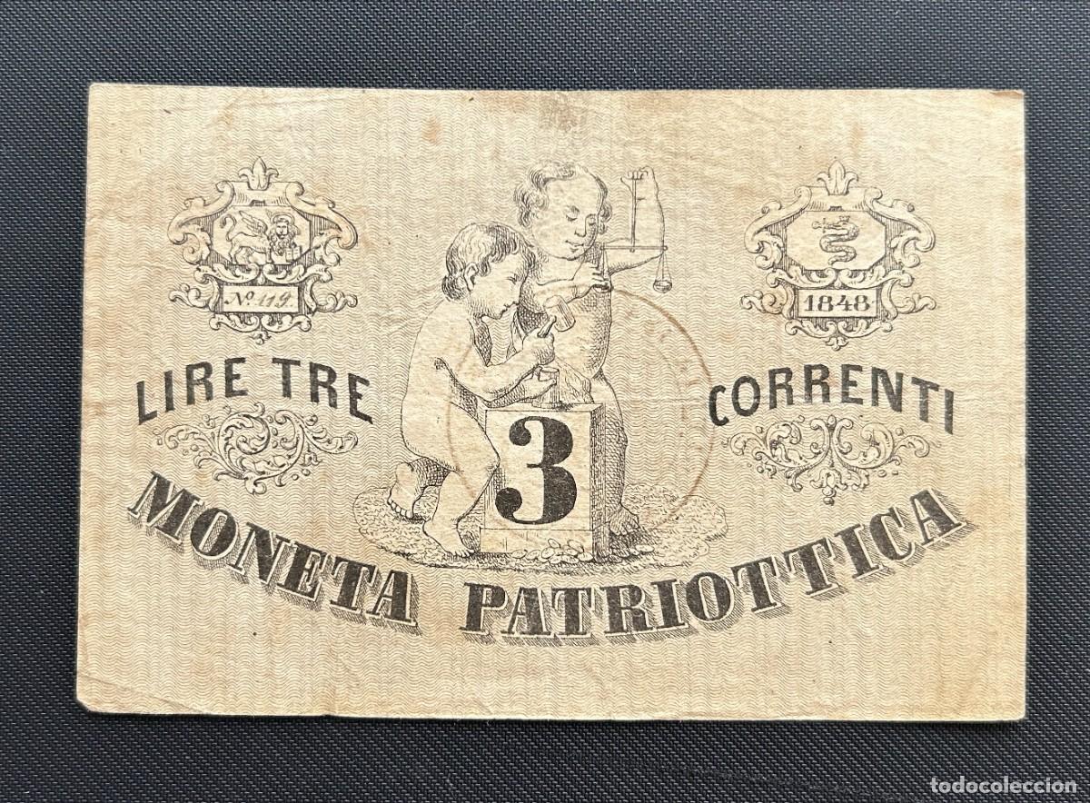 Billetes extranjeros: 3 LIRAS 1848 VENECIA. SIN FIRMA. P# S187. SERIE 119