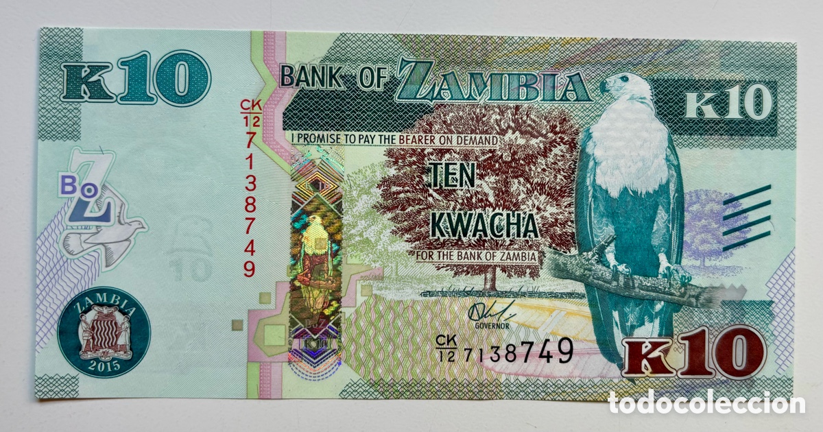 Billetes extranjeros: Billete ZAMBIA 10 Kwacha 2015 SC