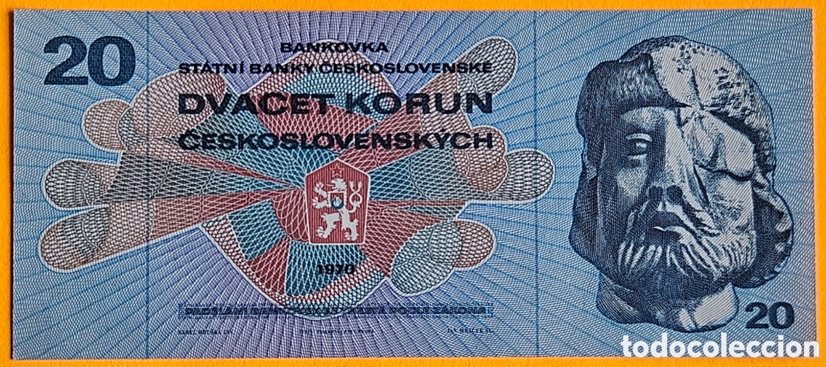 Billetes extranjeros: CHECOSLOVAKIA, 20 CORONAS, 1970. SC. PLANCHA.