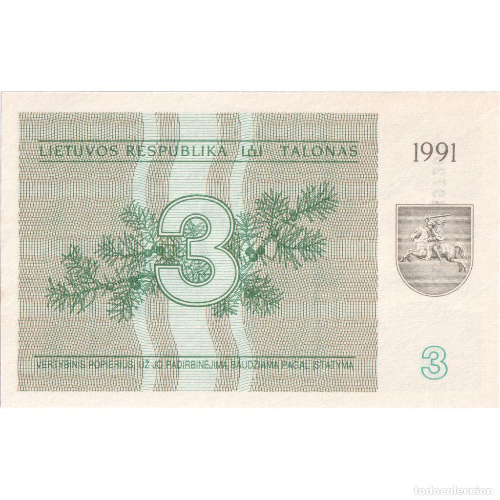 Billetes extranjeros: [#1234750] Billete, 3 (Talonas), 1991, Lituania, KM:33b, UNC