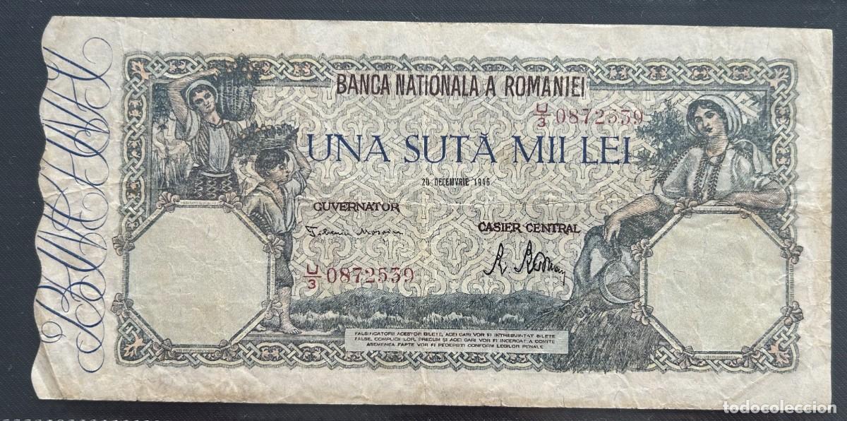 Billetes extranjeros: 100000 LEI 20.12.1946 RUMANIA. P# 58A