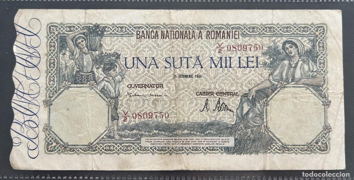 Billetes extranjeros: 100000 LEI 21.10.1946 RUMANIA. P# 58A