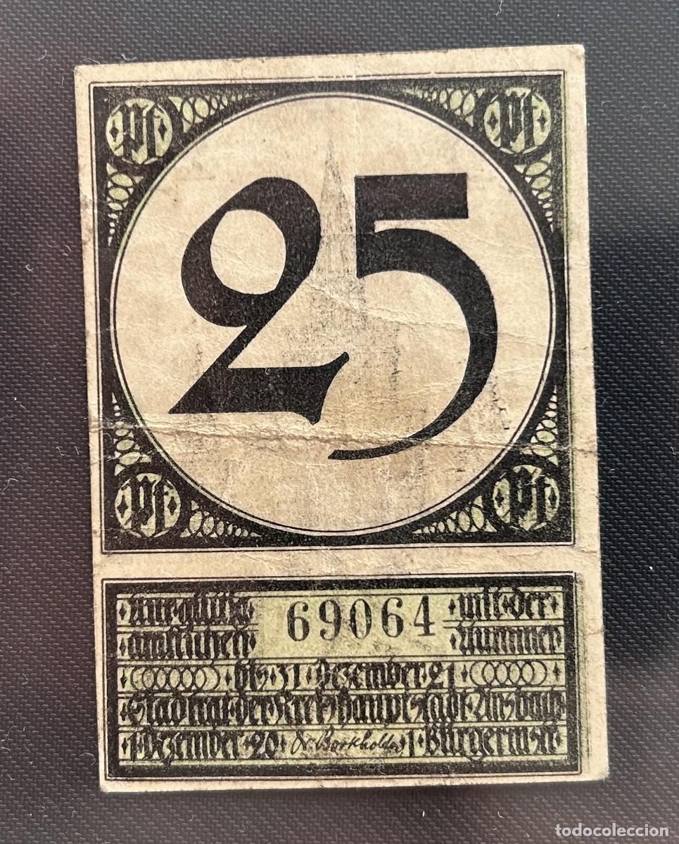 Billetes extranjeros: 25 PFENNIG 1921 ANSBACH. ALEMANIA