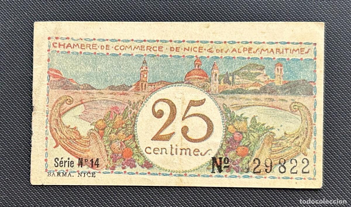 Billetes extranjeros: 25 CENTIMES 1914-1925 NICE. FRANCIA