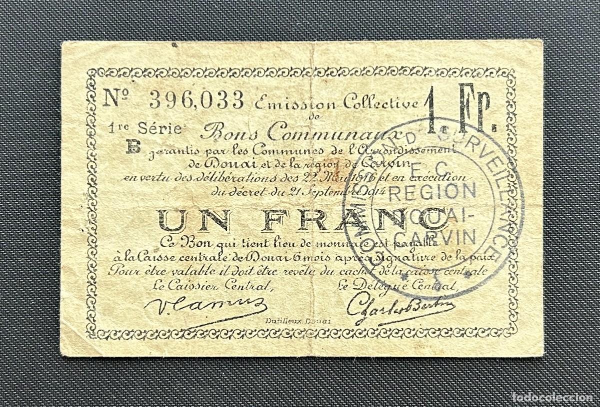 Billetes extranjeros: 1 FRANC 1916 DOUAI & CARVIN. FRANCIA