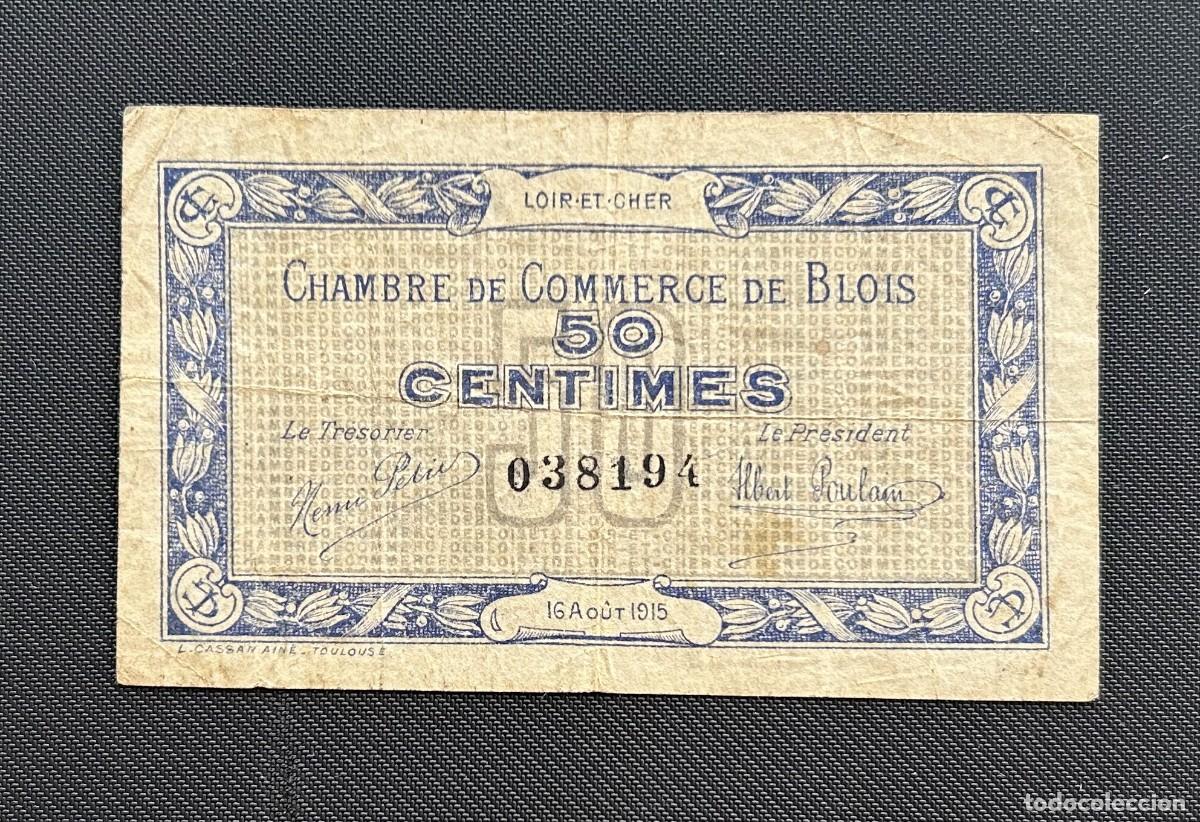 Billetes extranjeros: 50 CENTIMES 1915 BLOIS & LOIR ET CHER. FRANCIA