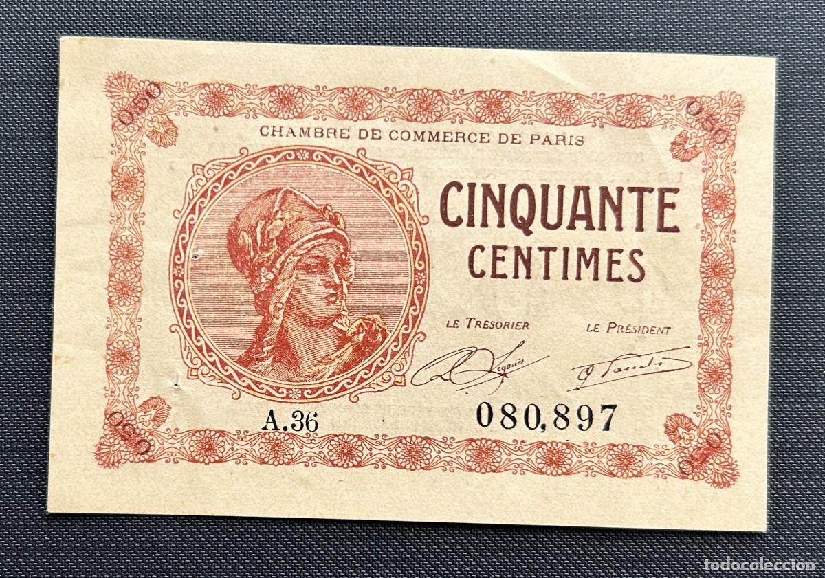 Billetes extranjeros: 50 CENTIMES 1920 PARIS. FRANCIA. EBC / XF