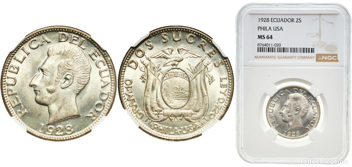 Billetes extranjeros: Ecuador Republic 1928 2 Sucres &rdquo;Top-tier condition. NGC population records show only three examples