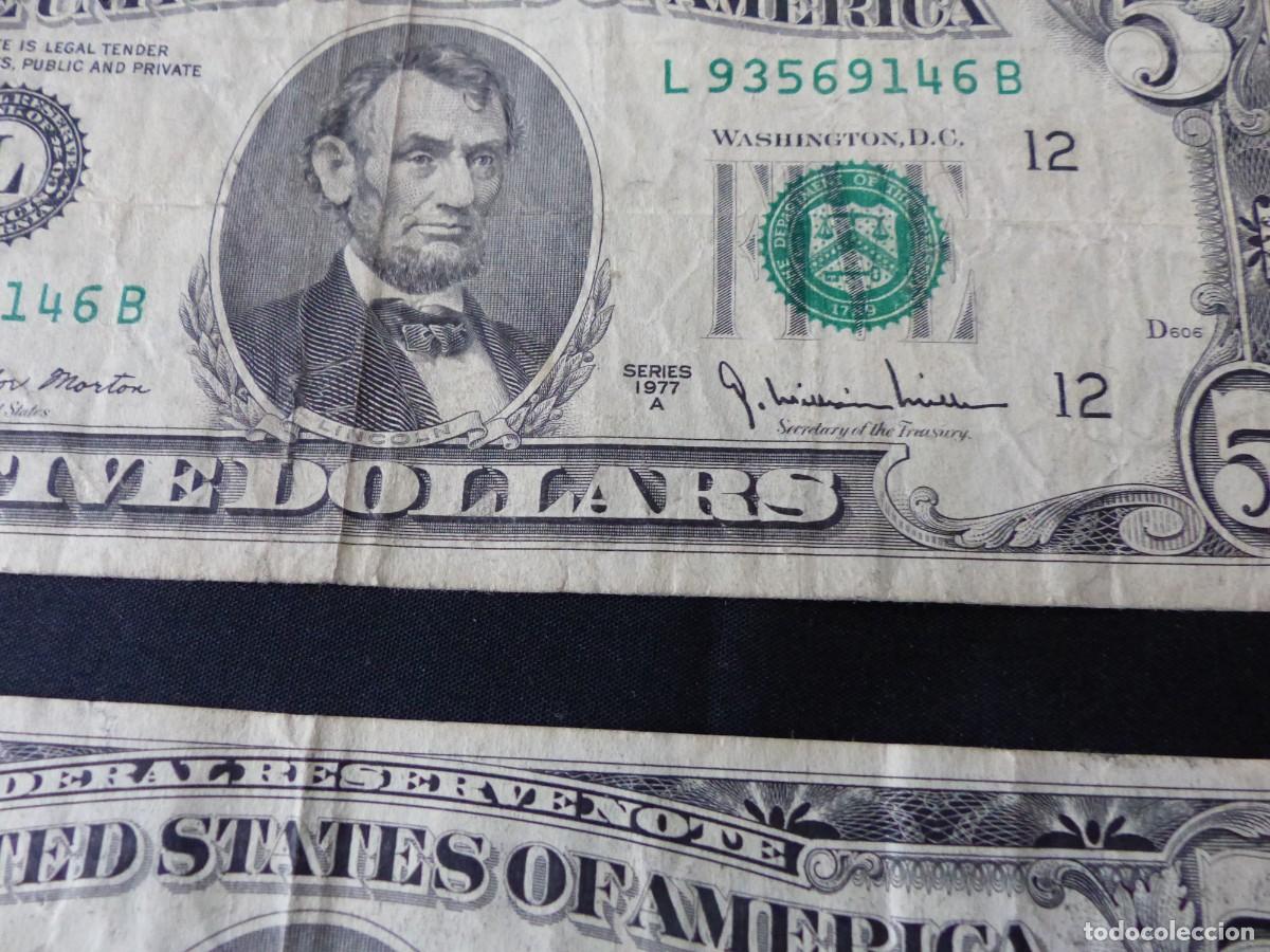 Billetes extranjeros: 2 BILLETES DE 5 DOLLAR / U.S.A 1977 - Foto 4