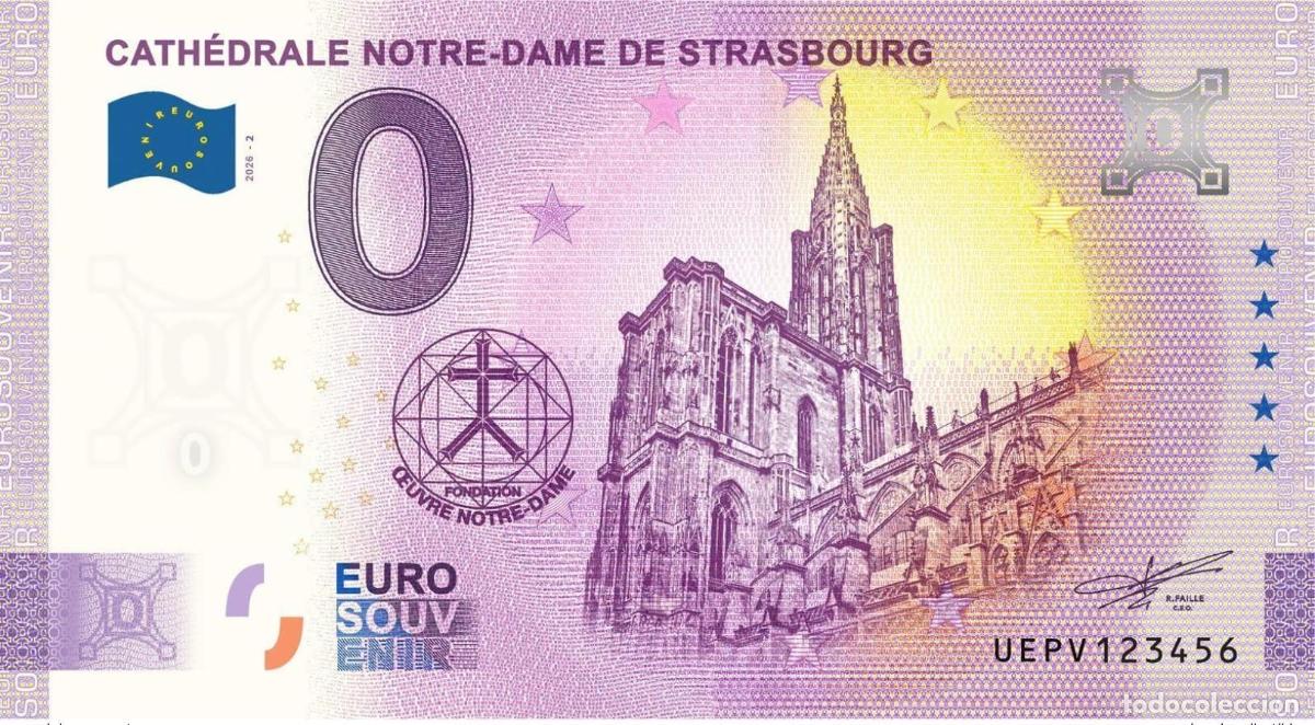 Billetes extranjeros: Billete tur&iacute;stico Souvenir 2026 Catedral de Estrasburgo