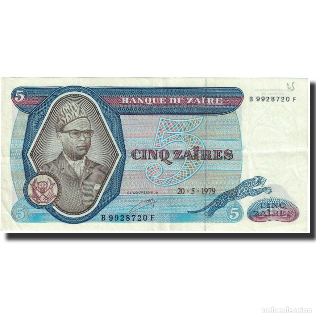 Billetes extranjeros: [#624514] Billete, 5 Za&iuml;res, 1979, Zaire, 1979-05-20, KM:22a, MBC