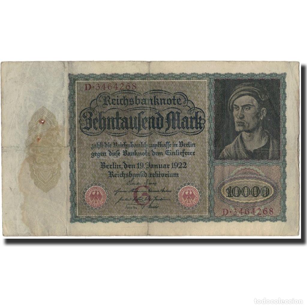 Billetes extranjeros: [#599899] Billete, 10,000 Mark, 1922, Alemania, KM:70, BC