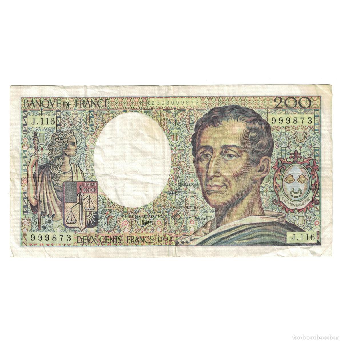 Billetes extranjeros: [#244337] Francia, 200 Francs, Montesquieu, 1992, J.116999873, BC+, Fayette:70.12b