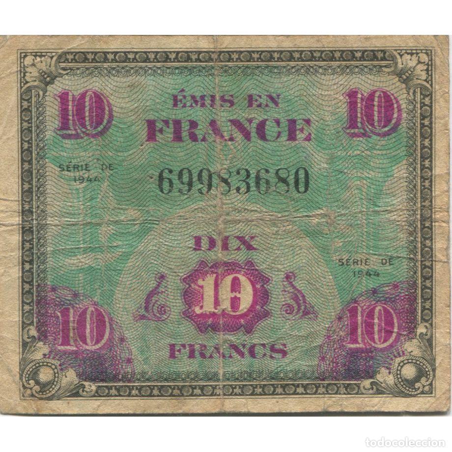 Billetes extranjeros: [#633794] Francia, 10 Francs, Flag/France, 1944, SERIE DE 1944, BC, Fayette:VF18.01