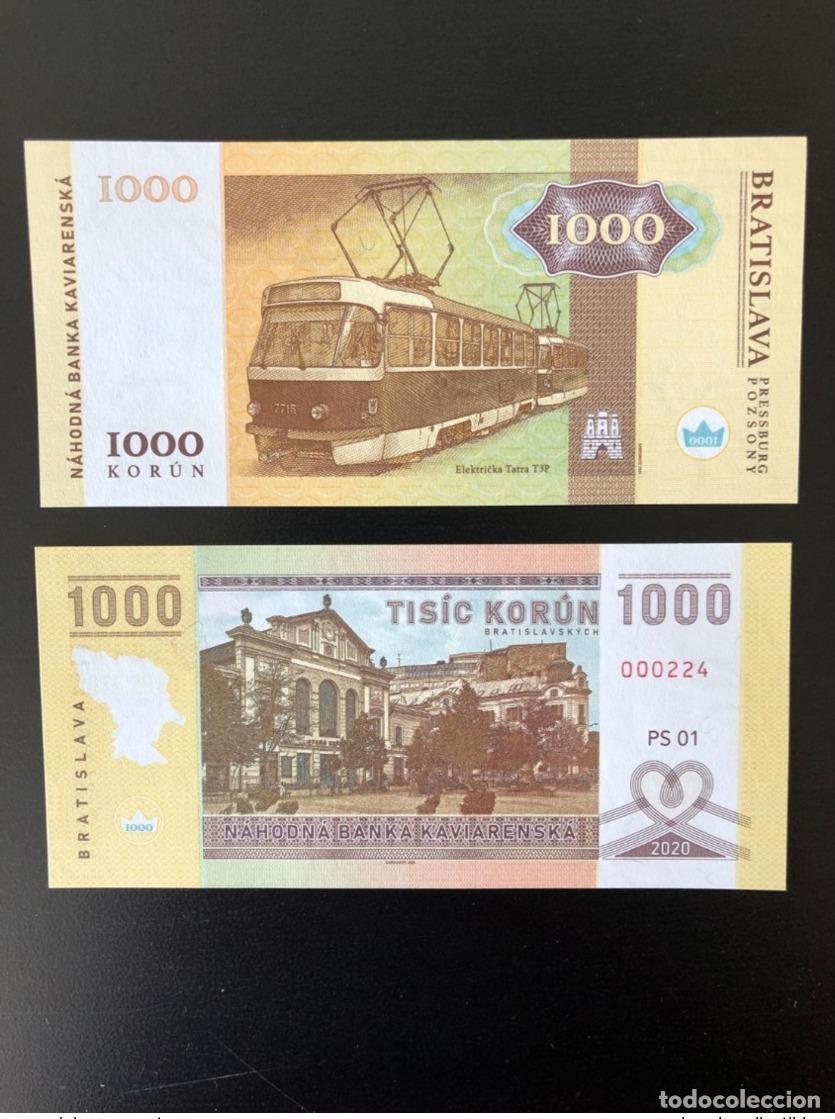 International Banknotes: 2020 Matej Gabris 1000 Korun Bratislava Elektricka Tatra PS01 UNC ESSAY Limited
