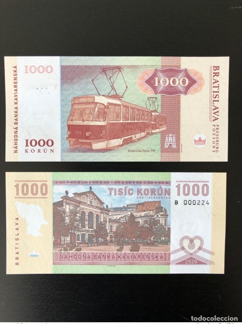 International Banknotes: 2020 Matej Gabris 1000 Korun Bratislava Elektricka Tatra Tram B UNC ESSAY Limited