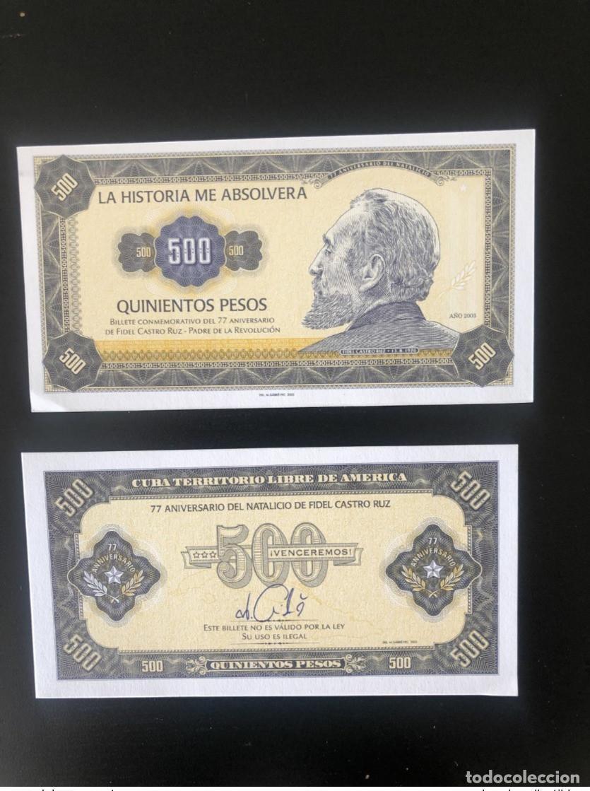 International Banknotes: 2003 Matej Gabris Fidel Castro 500 pesos UNC SPECIMEN ESSAY Edici&oacute;n limitada