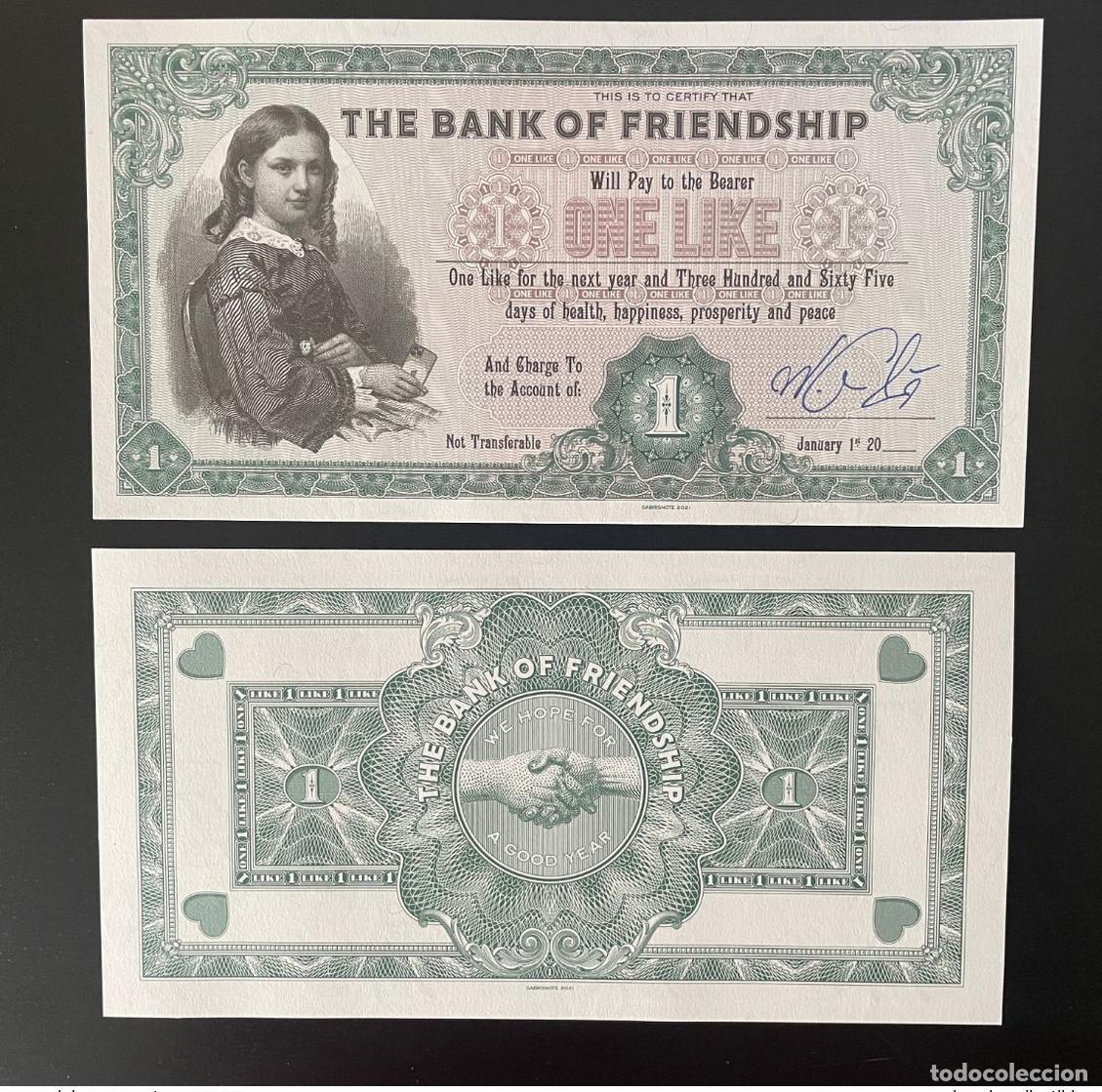 International Banknotes: 2021 Matej Gabris 1 Like Bank of Friendship Good Year UNC ESSAY Edici&oacute;n limitada