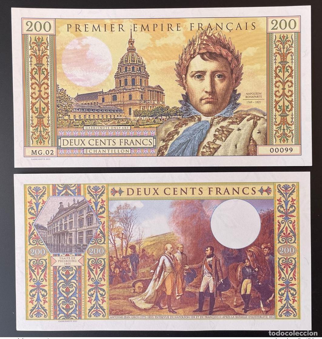 International Banknotes: 2021 Matej Gabris 200F Bicentenario Muerte de Napole&oacute;n MG.02 UNC ESSAY Edici&oacute;n limitada