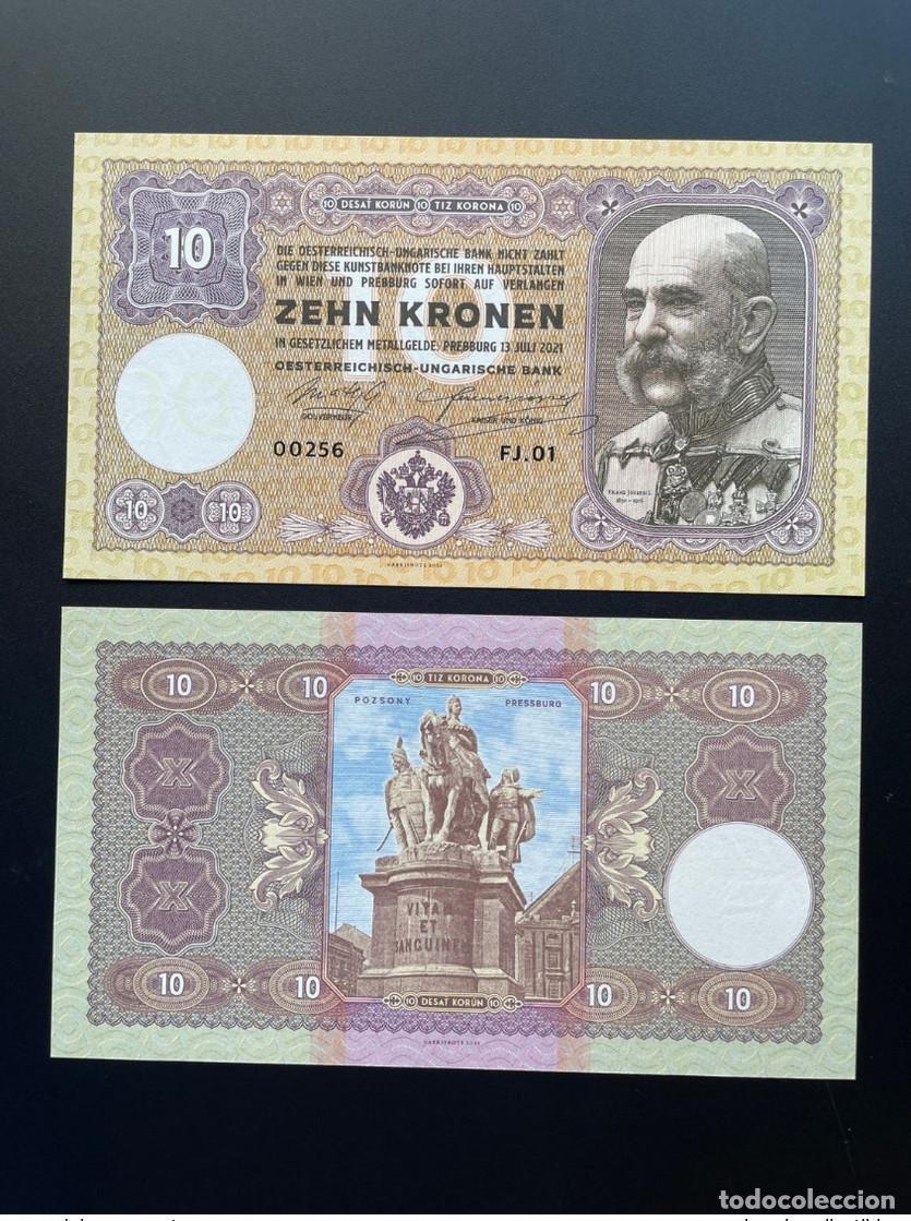 International Banknotes: 2021 Matej Gabris 10 Kronen &Ouml;sterreich Franz Josef Pressburg UNC ENSAYO LIMITADO