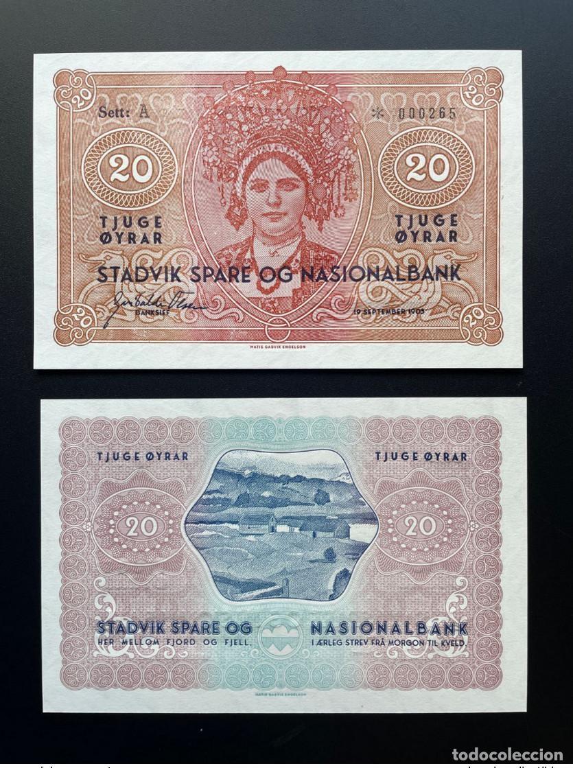International Banknotes: 2021 Matej Gabris 20 Oyrar Noruega UNC SPECIMEN ESSAY Edici&oacute;n limitada