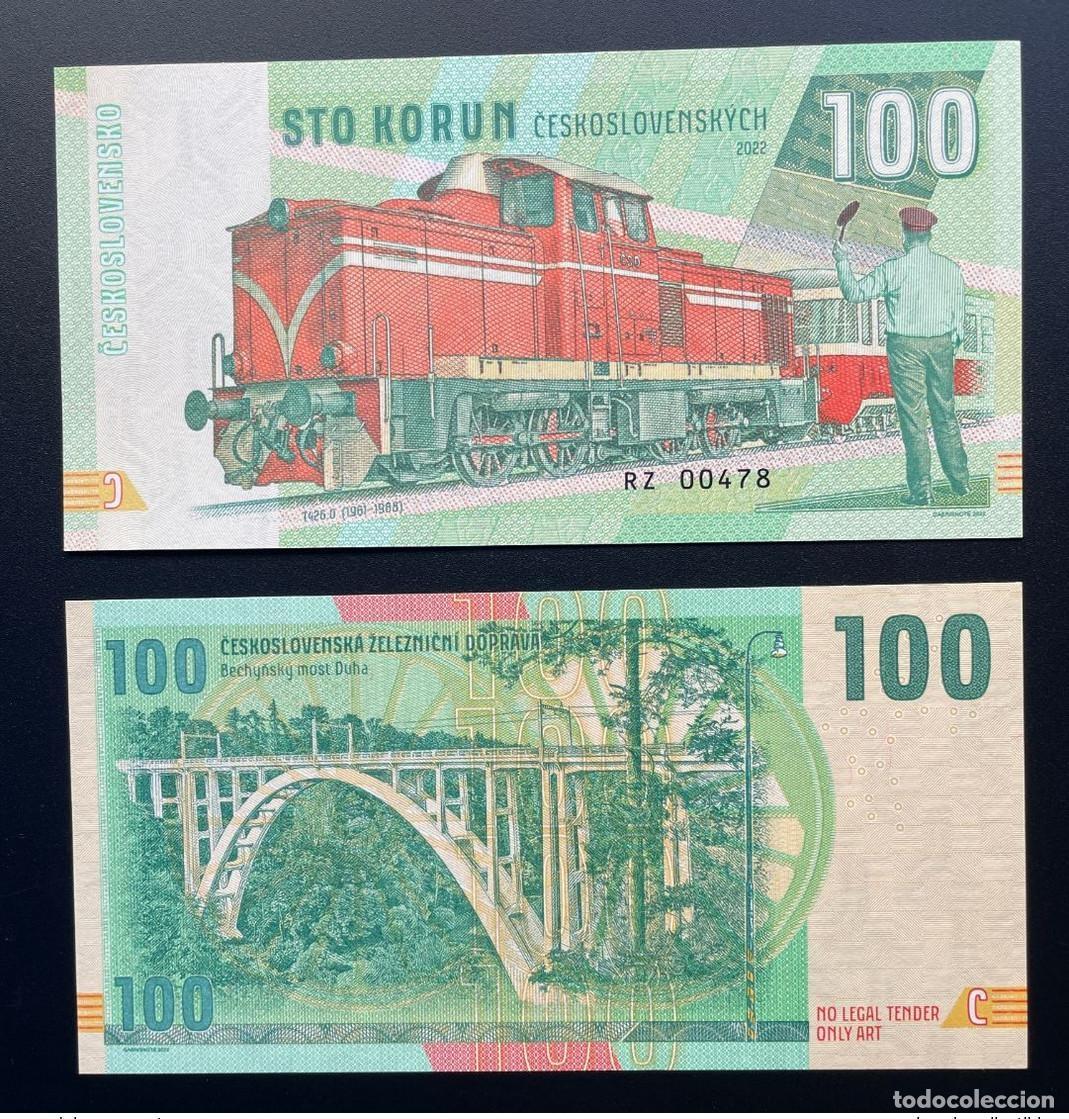 Billets internationaux: 2022 Matej Gabris 100 Korun Checoslovaquia T426.0 locomotora de tren ensayo RZ UNC