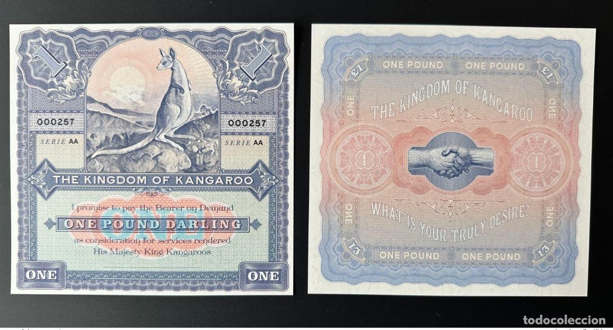 Billets internationaux: 2022 Matej Gabris The Kingdom of Kangaroo One Pound Darling ESSAY Edici&oacute;n limitada